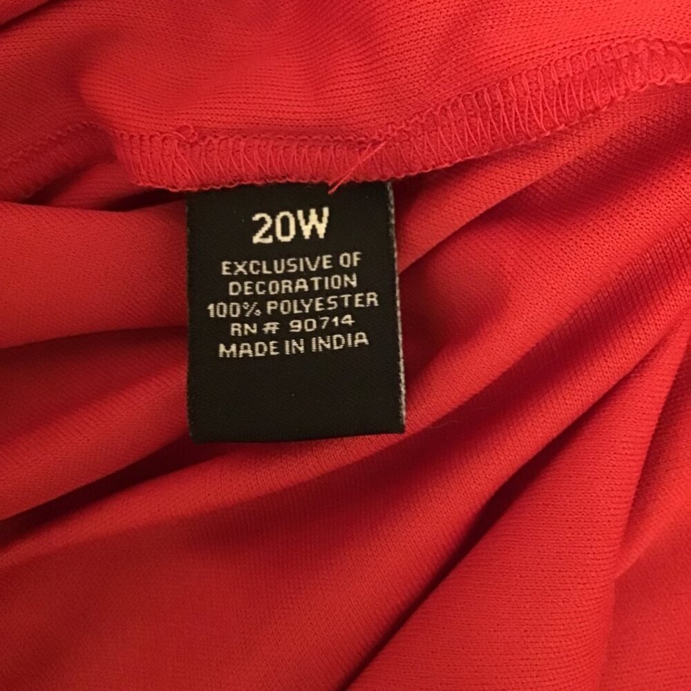 MSK 20W Dress Flowy Chiffon Sleeveless Midi Red Rhinestones Flattering Lined - Picture 13 of 16
